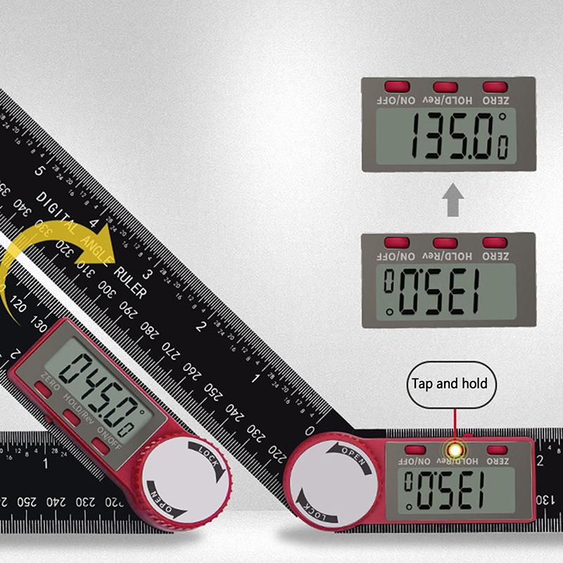 Digitaler Winkelmesser Digitaler Winkelmesser Metrisches Goniometer 360 Grad Edelstahl Rechtwinkliges Geodreieck Messwerkzeug 200 mm