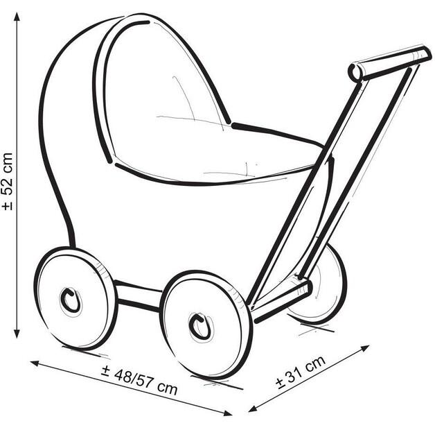 Puppenwagen Sweet Baby Geflochtener Buggy Weiß mit Bettwäsche-Set Rosa Retro und Weicher Polsterung Stella