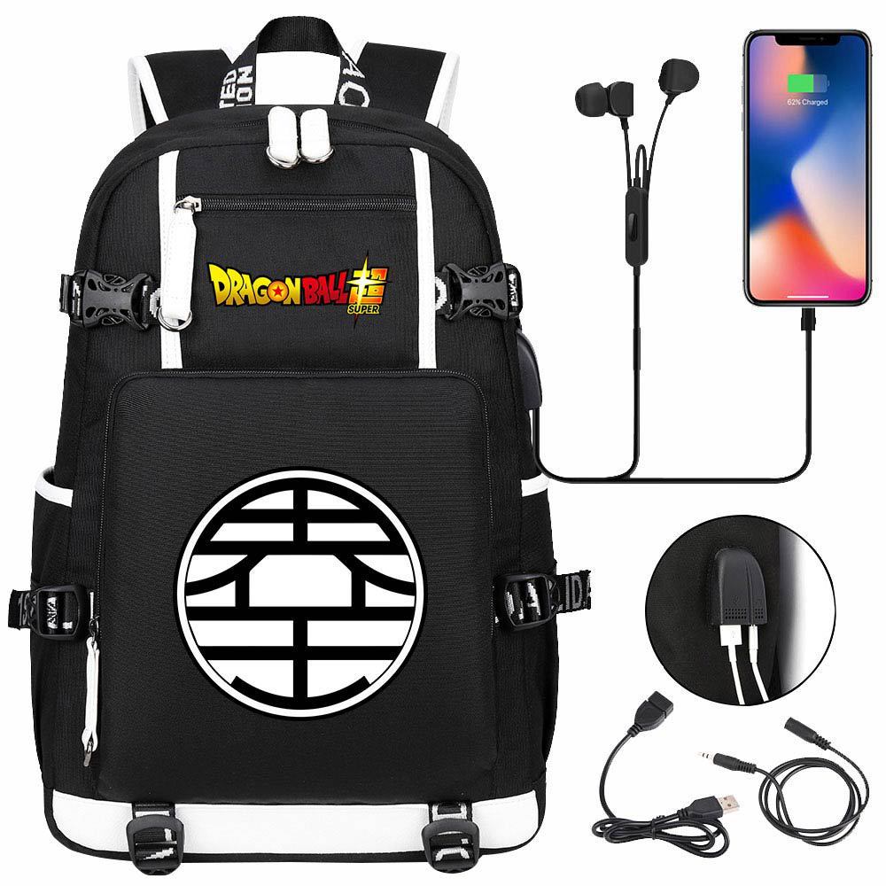 Vegeta Sun Wukong Dragon Ball Ultra USB Headphones Teen Student School Bag Men's and Women's Leisure Travel Backpack