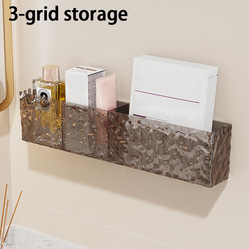 1Pcs Suction Cup Storage Box Bathroom Non Perforated Wall Mounted Organizing And Storage Box Transparent