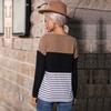 Woman Clothing Fashion Casual Tops Shirts Fashionable and Casual Temperament Women's Long-sleeved Splicing Loose Striped Knit Sweater