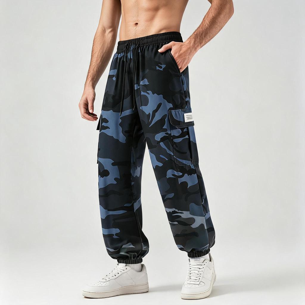 Men's Cargo Jogger Pants Lightweight Outdoor Workwear Multi Pocket Utility Tapered Bottom Casual Trousers for Summer Sports