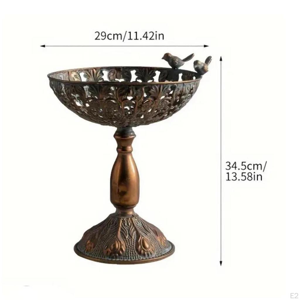 Pedestal Fruit Tray Antique Bronze Bowl with Ornate Decorative Holder Bird for