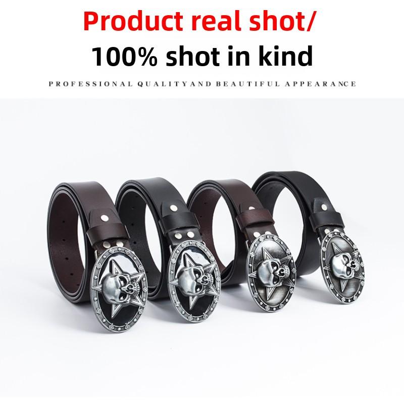 Retro Belt Skull Pentagram Fashion Trend Personality Youth Belt Cowhide Belt