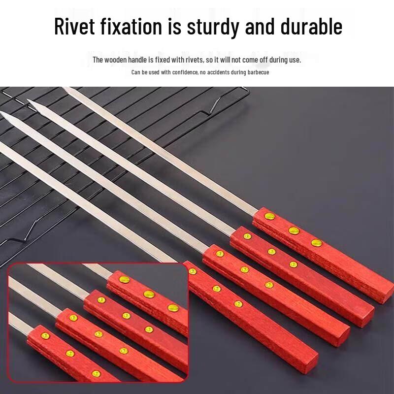 Jundingying 3-Rivet Stainless Steel BBQ Skewers