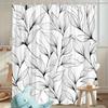 Abstract Botanical Shower Curtain Black White Line Art Elongated Leaves Minimalist Design Polyester Bathroom Decor