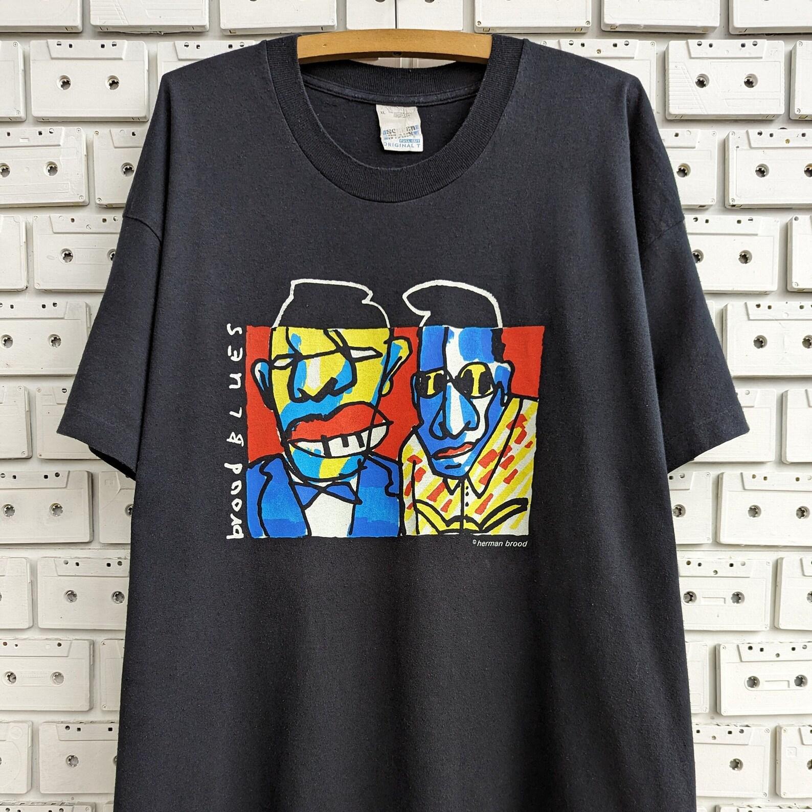 Vintage 90s Herman Brood T shirt Brood Blues Artwork Dutch Musician Modern Artist Contemporary Pop Art Painter Merch Tee Size XL M