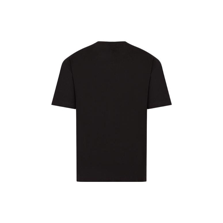 Emporio Armani EA7 Letter Logo Printed Crew Neck Short Sleeve T-Shirt Unisex Tops Black 3RUT02-PJ02Z-1200