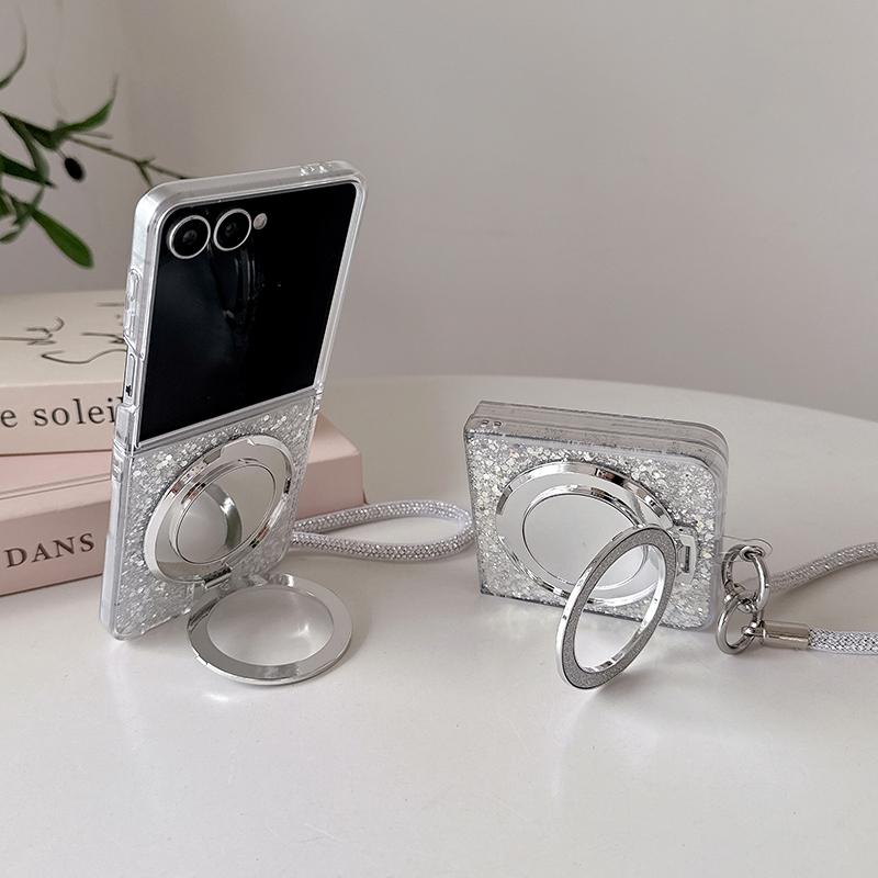 Koreanische Glitzer Süße Handyhülle Für Samsung Galaxy Z Flip 8 7 6 5 Z Flip7 Flip6 Flip5 Hülle Mit Ständer Halter Kette Hüllen Funda