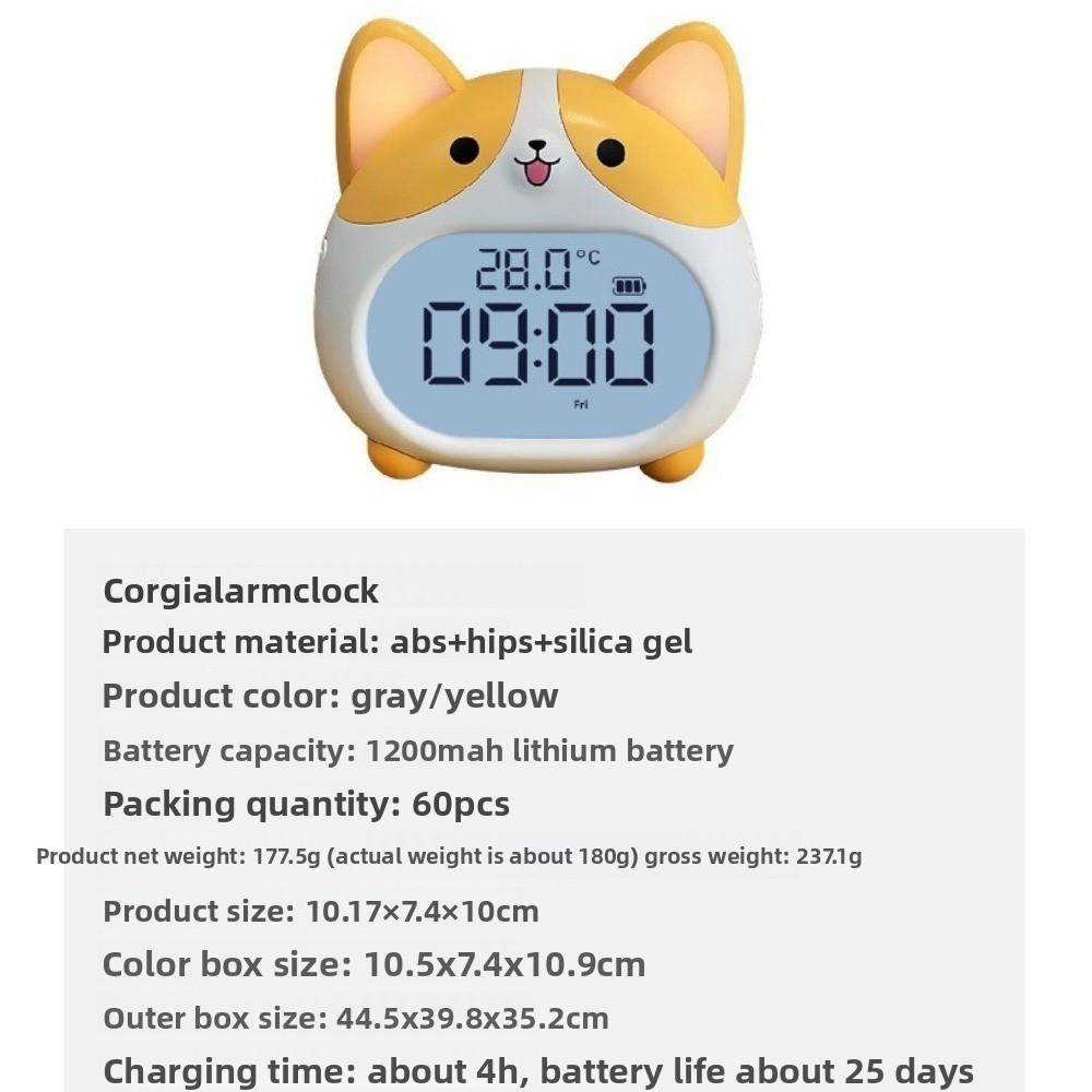 6 Alarmtöne Corgi Uhr mit Nachtlicht Digitale Uhren Niedliche Nachttischuhr Nachttisch