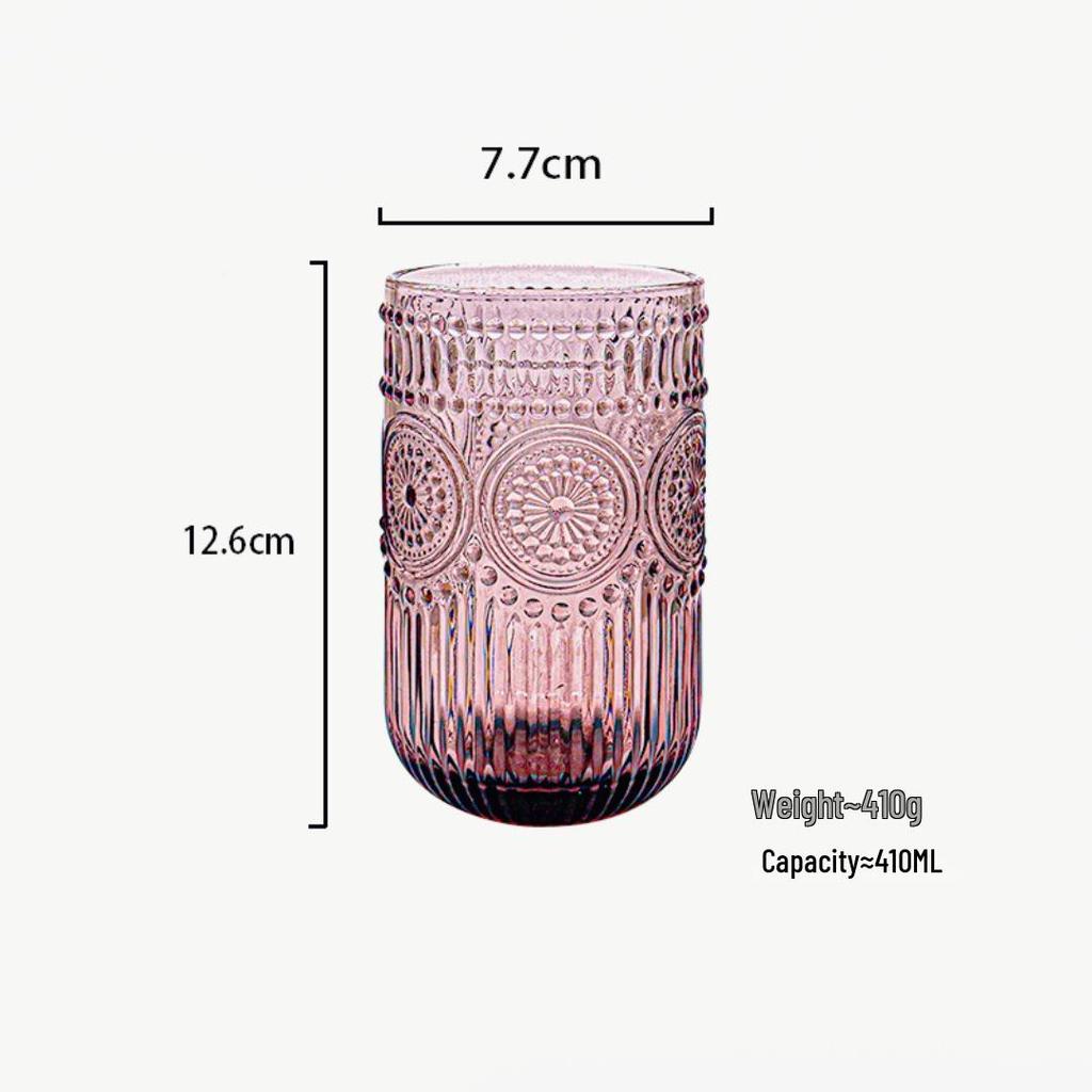 Retro skleněný pohár v lehkém luxusním stylu: Univerzální pro vodu, ústní vodu, džus, mléko, pivo a whisky - Zesílený design