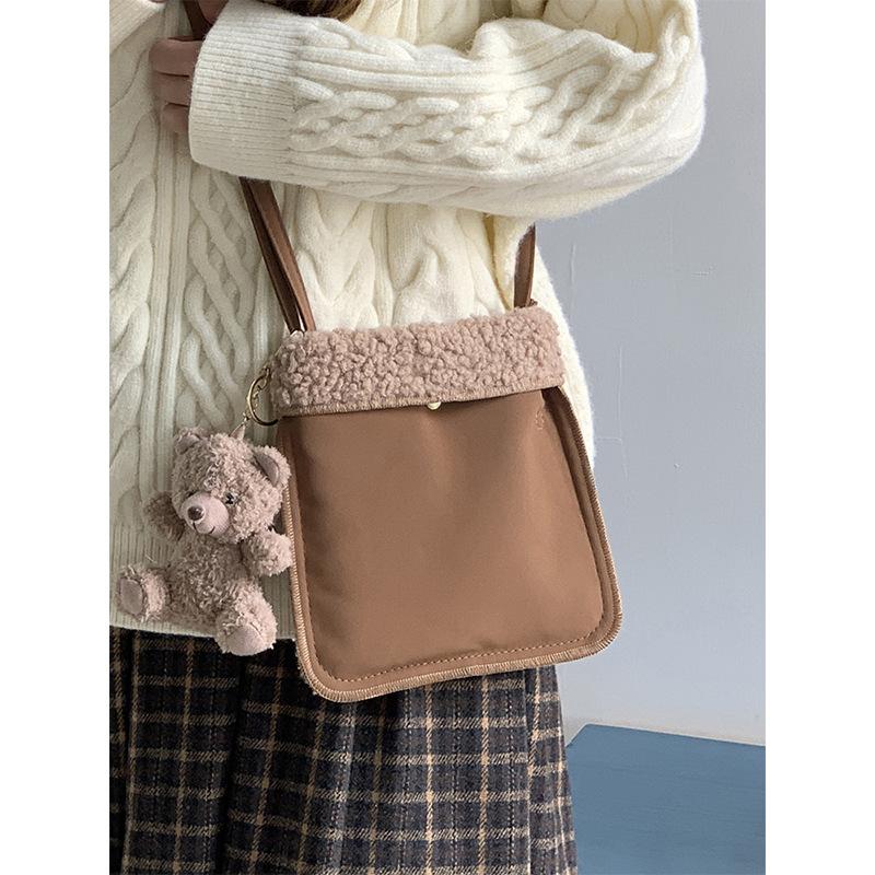 Drăguț drăguț fată blană de miel crossbody bag femei nou umăr geantă femei ins telefon mobil geantă