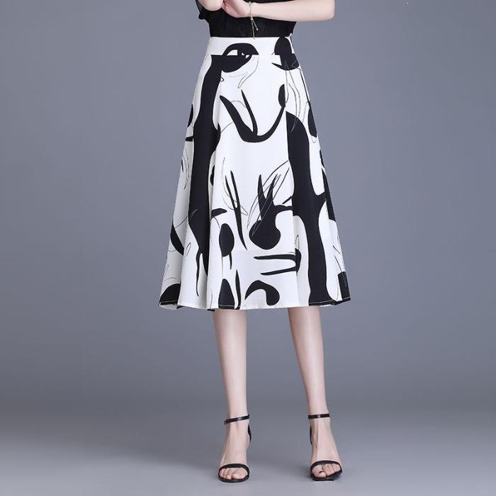 

Women s High-End A-Line Summer Skirt – Slimming, Belly-Covering, Stylish Print Extra Large
