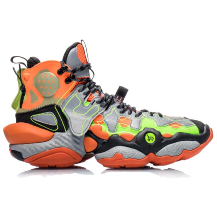 Li Ning Non slip Lightweight High top Vintage Basketball Shoes Men's Fluorescent Glaze Orange Box Included AGBP137-12