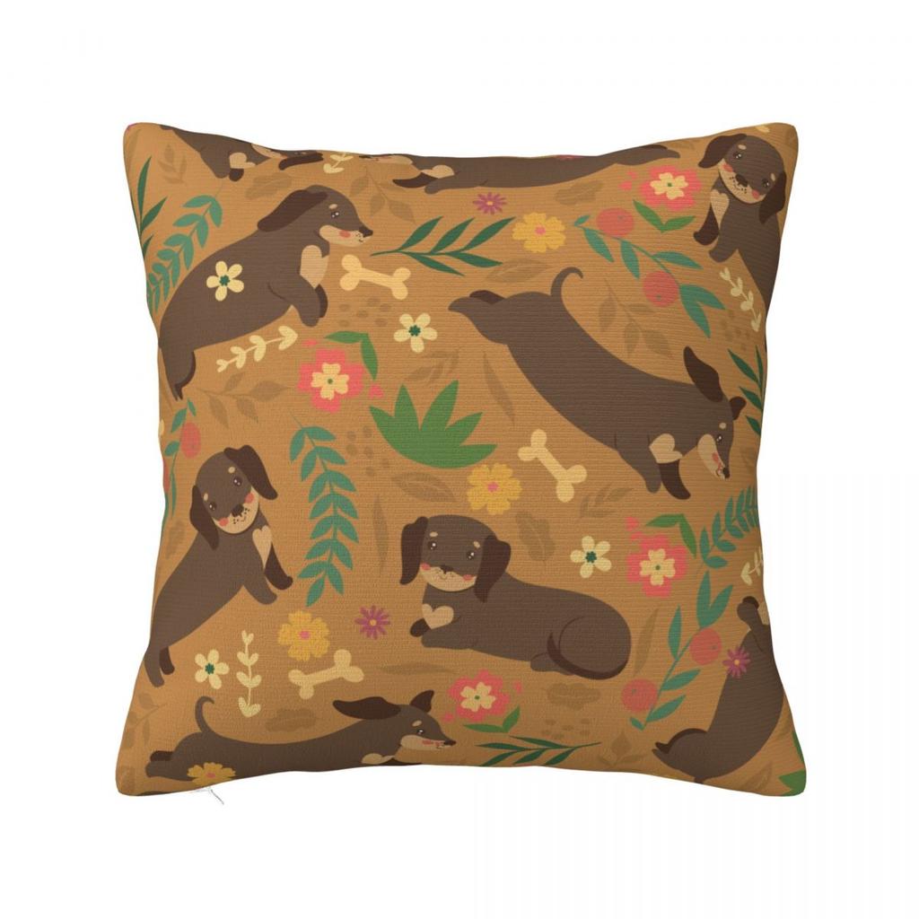 Cute Dachshunds Puppy Pillowcase Polyester Cushion Cover Gift Gift for Animal Dog Lover Throw Pillow Case Cover Seater