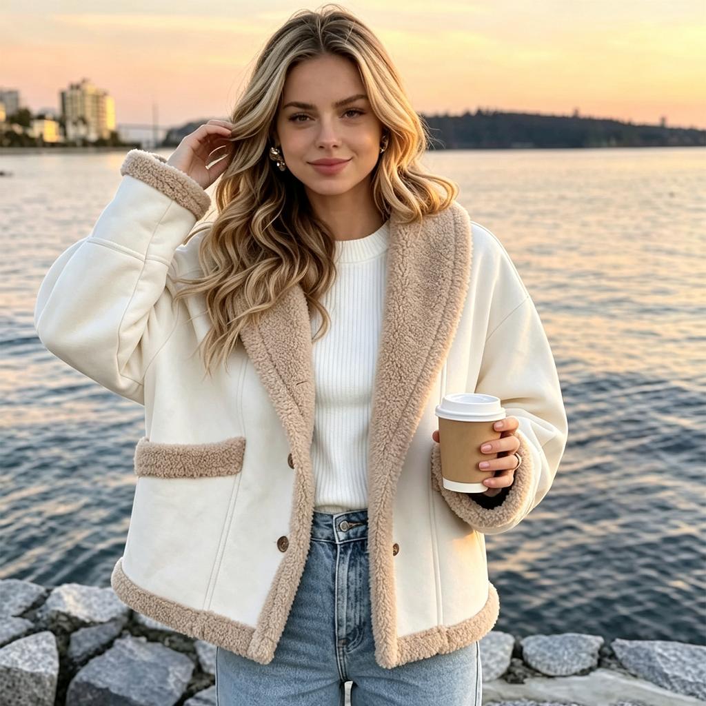Women's Casual Long Sleeve Lapel Jacket for Everyday Wear