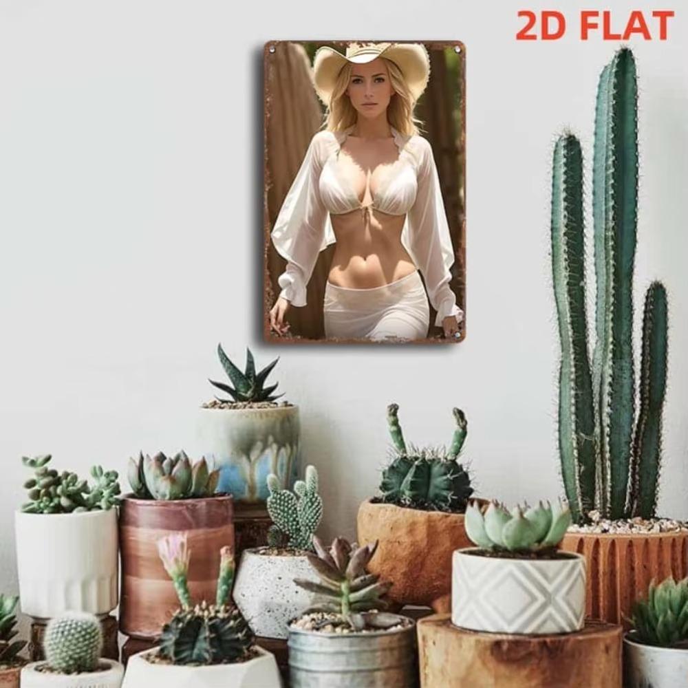 Vintage Cowboy Metal Tin Sign Rustic Western Wall Art Home Bar Decor