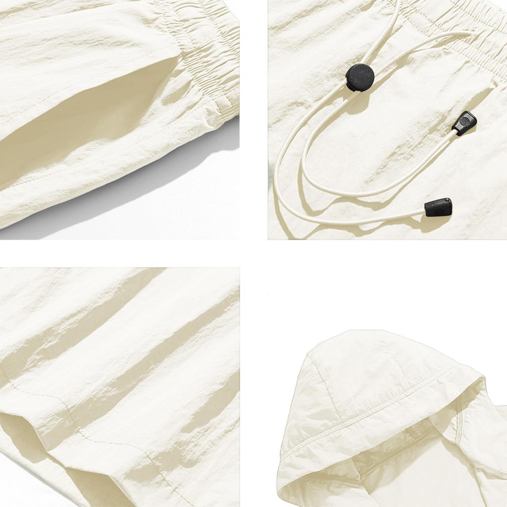 Men’s Lightweight Hooded Windbreaker Jacket and Shorts Set with Zipper Pockets Relaxed Fit Outdoor Wear