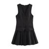 2024 Autumn Women's European & American Style Pleated Striped Vest Dress