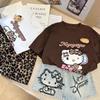 Girls Summer Cartoon Print T Shirt And Denim Skirt Set Cute Baby Two Piece Outfit Casual Short Sleeve Top With Mini Skirt