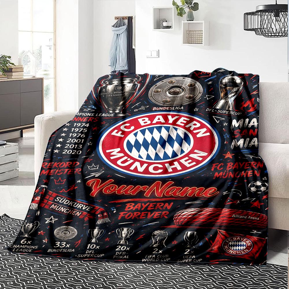 Bayern Munich Personalized Name Blanket Multi-purpose Personalized Blanket Soft & Cozy for Bedding Chair Office Living Room All-Season Use