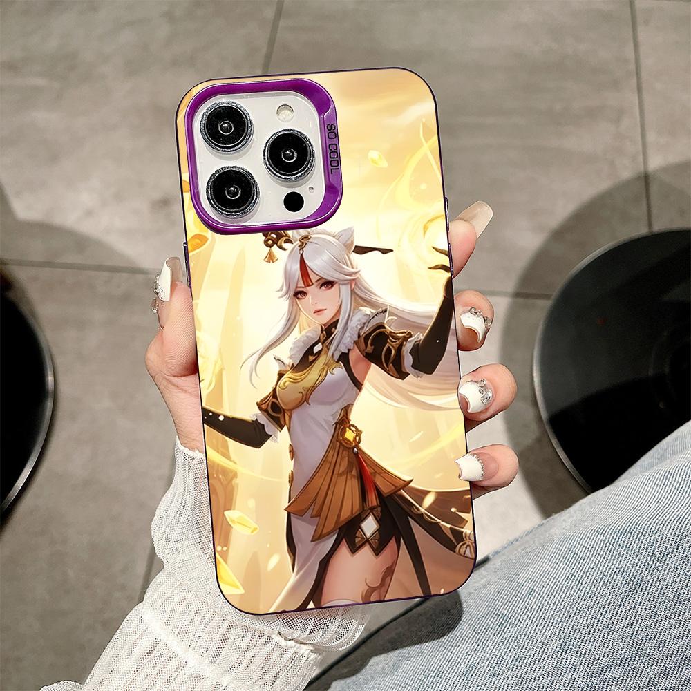 Game GI Ningguang Purple Translucent Mobile Phone Case for iPhone 17 16 15 14 13 12 11 X XR XS 8 7 Air Pro Max Plus Cover