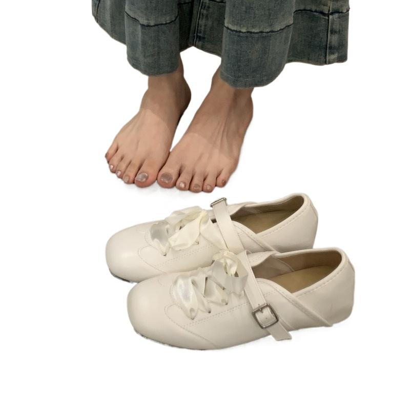 Fashion 2025 Brand Ladies Shoes Lace-up Women's Flats Fashion Buckle Strap Ballet Flats New Square Toe Comfortable Light Flat Low Heels