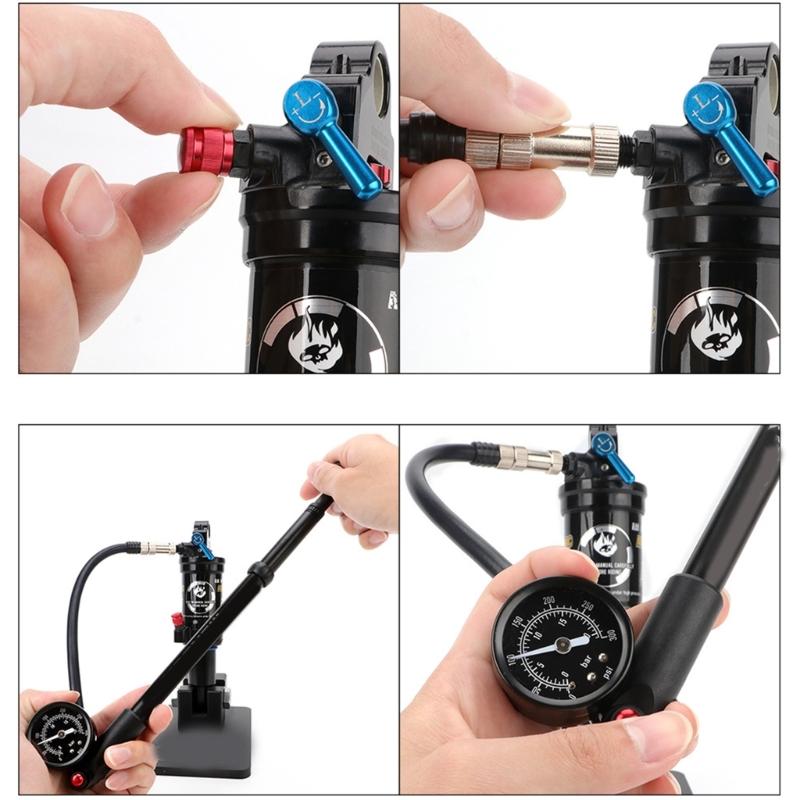 300Psi High Pressure Shock Pumps Portable Bike Shock Pumps Front Fork Pumps with Gauge Bike Suspension Pumps Shock Absorbers