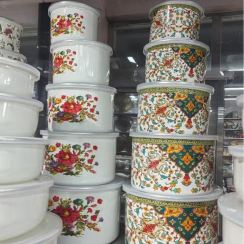 ZISIZ 5-Piece Enamel Bowl Set with Lids