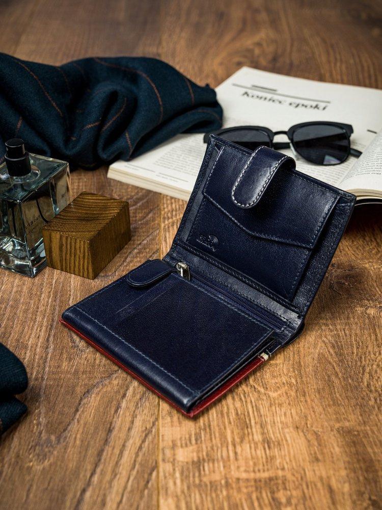 Vertical, two-tone men's wallet made of genuine leather - Rovicky