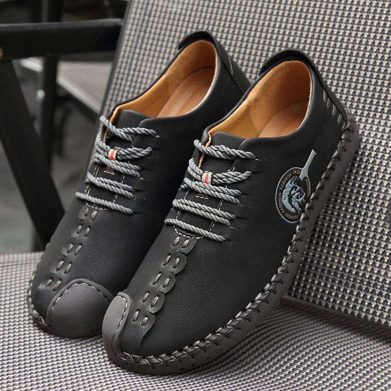 Casual Leather Shoes for Men Comfortable Large Size 47 Roman Outdoor Sneakers Male British Style Shoes Sneakers Men