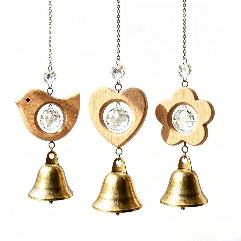 Crystal Prism Bird Wind Chimes Wooden Sun Catcher Vintage Crystal Pendant  Home
