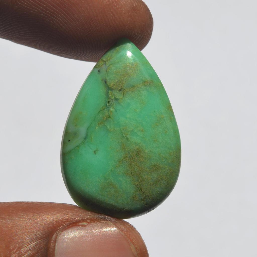 Natural Chrysoprase Gemstone Cabochon 15 Carats Size 27x18 MM Pear Shape, Jewelry Making Craft Supply