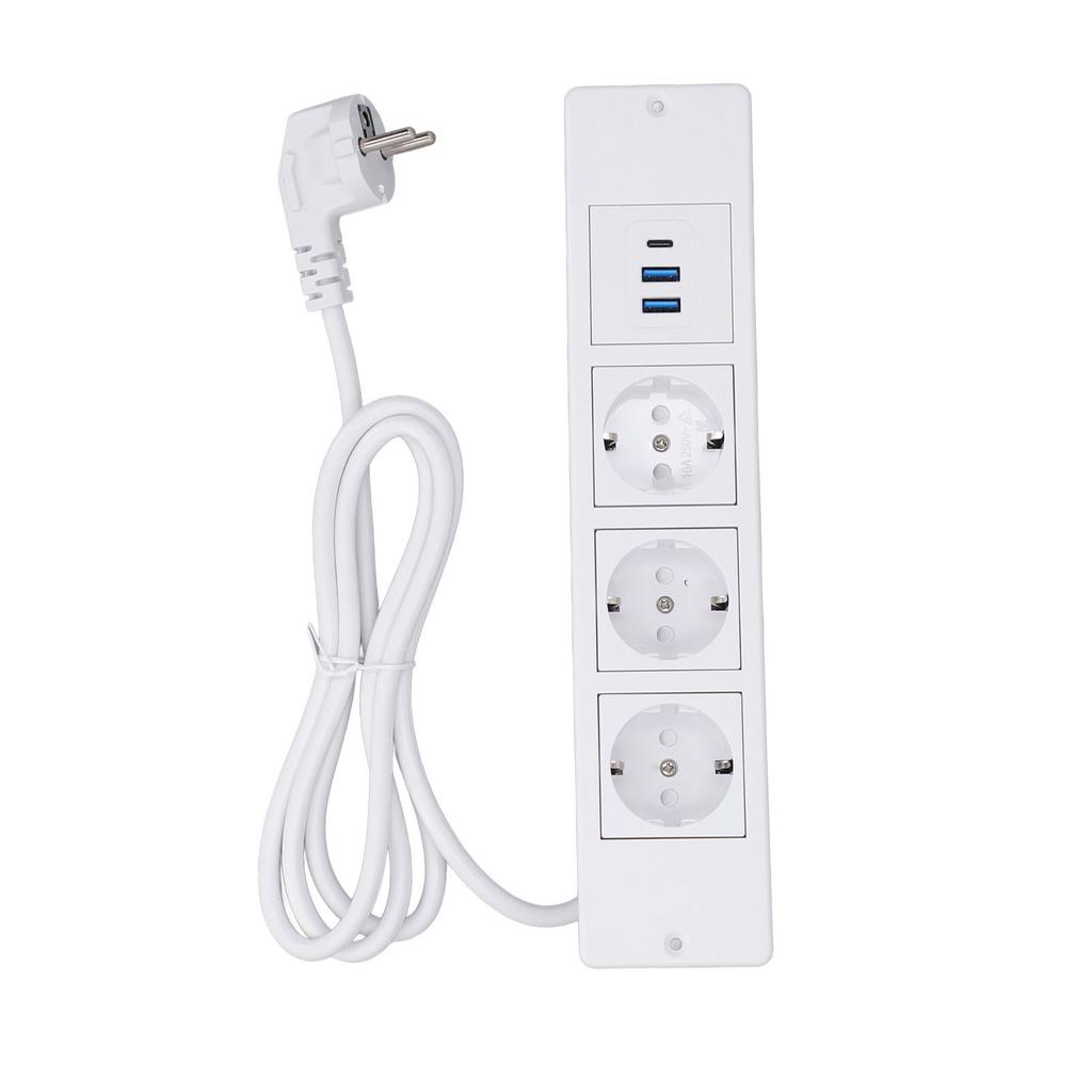 Wpuszczany przedłużacz 3x gniazda 2x USB A 1x USB C PD20W Porty Gniazdo stołowe z kablem 1,5 m Standardowy