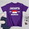 Patriotic Flag Indonesia Est1945 Jakarta Unisex Tshirt Tees Tshirt Oneck T Shirts Unisex Boys Clothing 100 Cotton