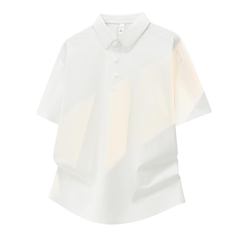 Polo shirt men's ice silk nylon high-end seamless business casual ice-feel lapel men's short-sleeved T-shirt quick-drying