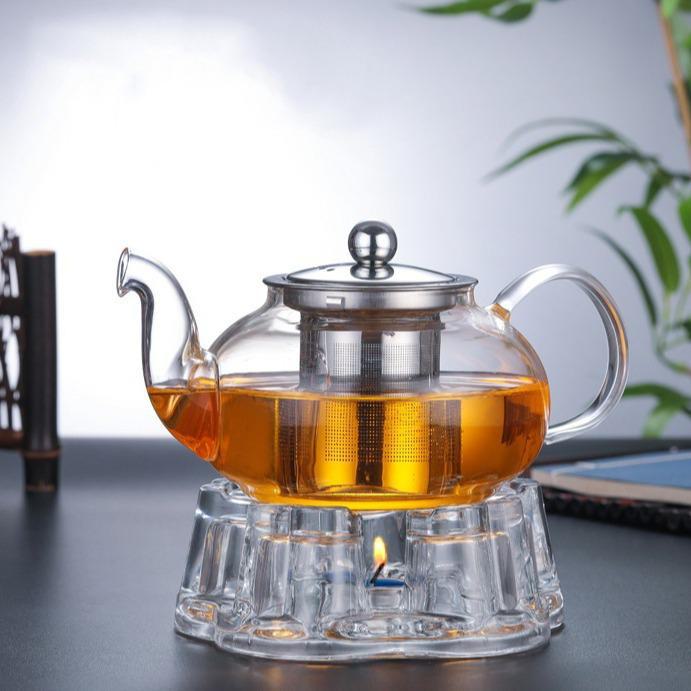 High Borosilicate Heat-Resistant Glass Teapot with Stainless Steel Filter for Home Tea Brewing