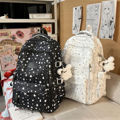 Schoolbag Small Fresh Schoolbag Girls Junior High School Students Cute Sweet Star Backpack Lightweight Large Capacity Backpack Make-up Bag