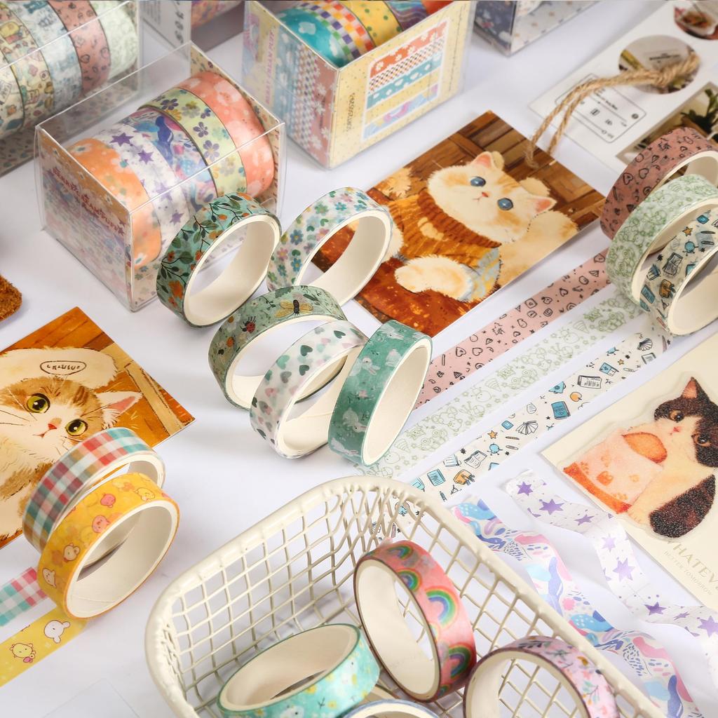 YUBBAEX Masking Retro Basic Washi Value Perfect for and Scrapbooks Tape, 60-Roll Set, Design, Pattern, Tape, Pack, Planners, Decorations, Wrapping,