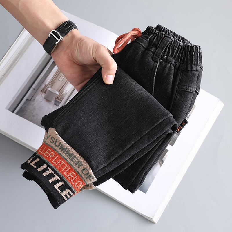 

Осенние джинсы для девочек, новые корейские тонкие модные детские брюки с резьбой 140