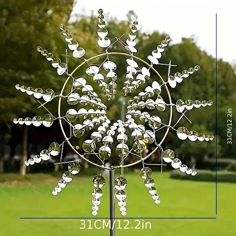 1pc Iron Windmills Sculpture - 3D Kinetic Windmill with Intricate Metal Leaf Design, Perfect for Outdoor Garden Yard Art & Windcatcher Decoration
