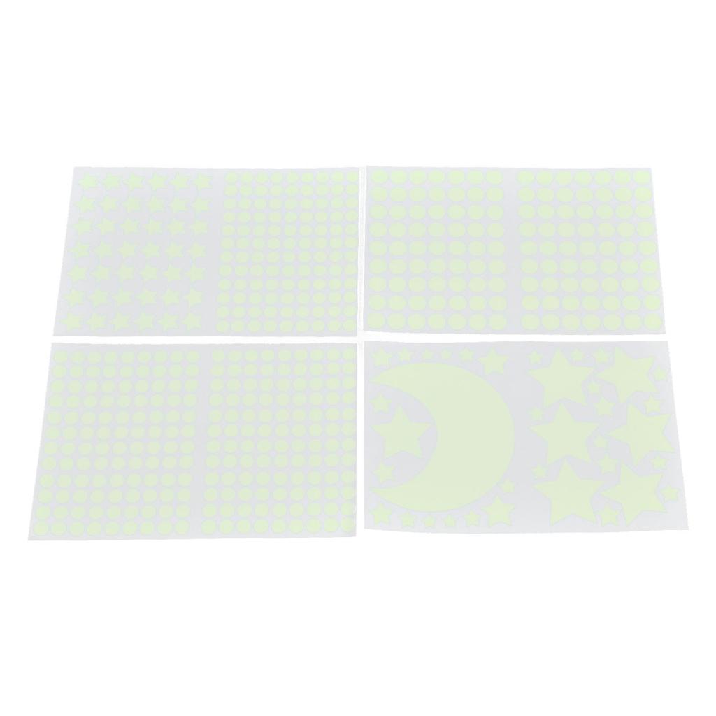 4Pcs Moon Star Wall Stickers Good Stickiness Warm Ambience Glowing Night Sky Sticker for Children"s