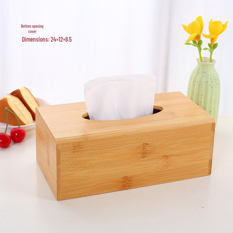 Bamboo Wood Paper Towel Box - Modern Desktop & Car Storage, Creative Bamboo Material, Suitable for Home.