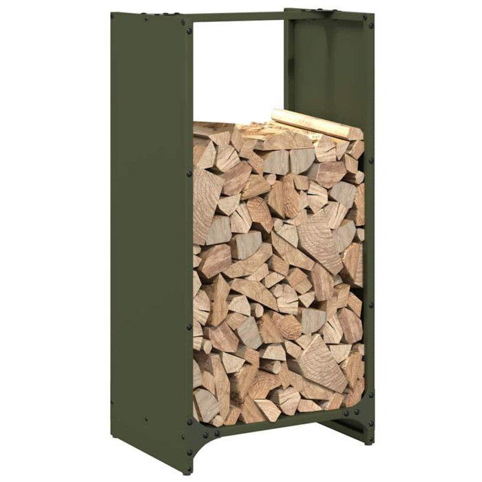 VidaXL Portant de bois chauffage vert olive 40x30x80 cm 864234