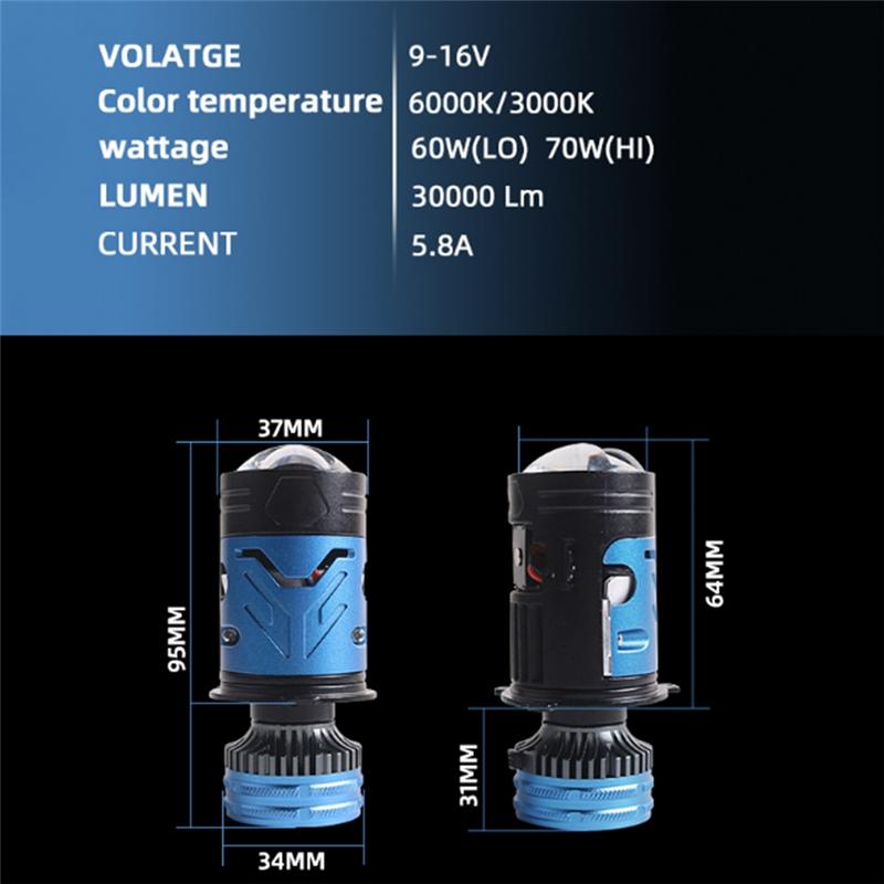 L10A Car Mini H4 LED Projector Lens Auto Headlight Turbo Lamps Plug And Play 30000LM 70W Car High And Low
