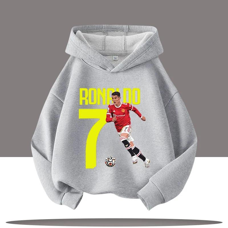 Haine noi de iarnă/toamnă Hanorac cu glugă pentru copii Ronaldo Tricou sport pentru băieți Imprimeu desen animat cu vedetă de fotbal Hanorace casual pentru copii