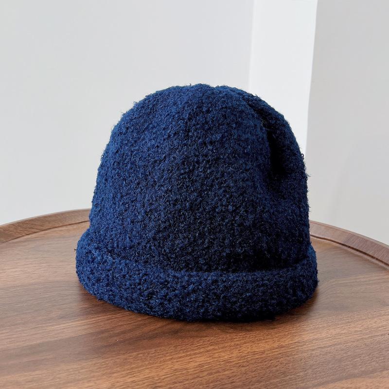 

Plush bucket hat women s autumn and winter solid color versatile warm crimping basin hat simple casual bucket hat adult elastic 54-58cm