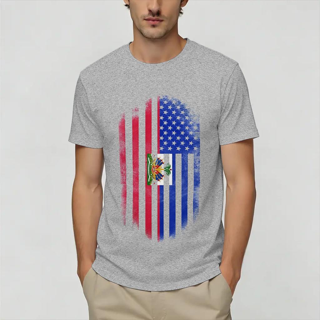 Haitian flag TShirts Unisex Hipster 100 Cotton Tees Round Neck Short Sleeve T Shirt 4XL 5XL Clothing
