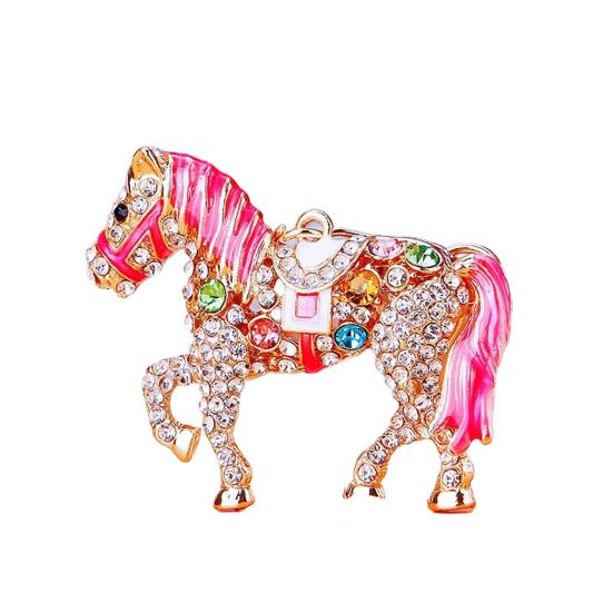 Keychain 2026 Year of Horse Key Chain Shiny Rhinestone Horse Animal Design Keychain Bag Charm Accessory
