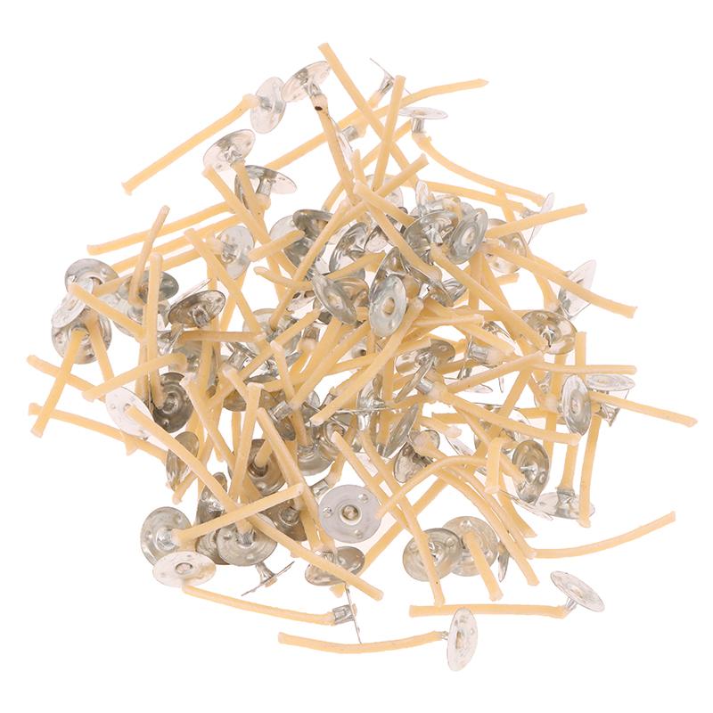 

100Pcs Beeswax Wicks Smokeless High Quality With Clip Base Pre-Waxed Wicks For Diy Making Candle Accessories For Party 3.5cm